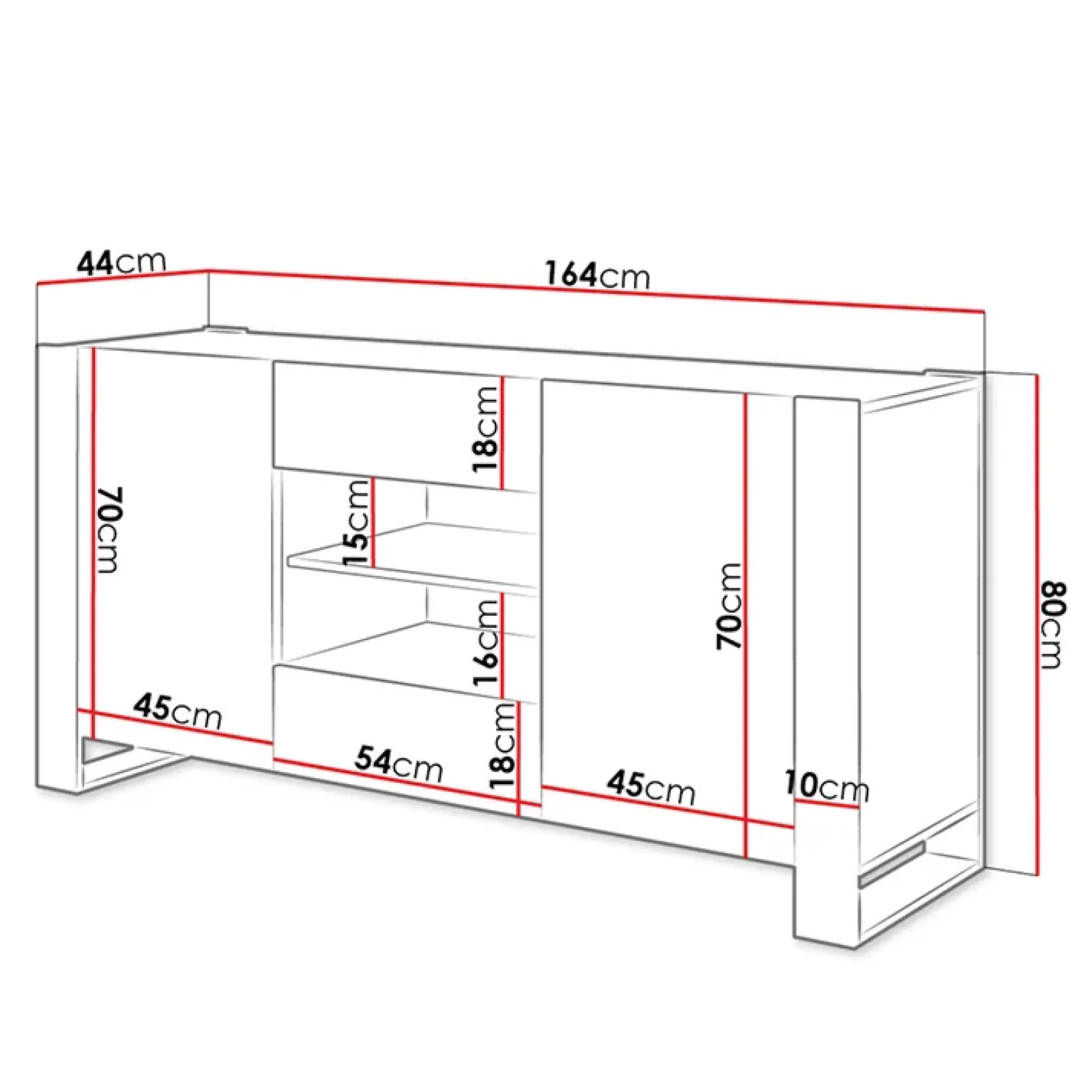 Garnero Arredamenti Madie Moderne|Madie Moderne-Madia 164x80h cm 2 ante moderna soggiorno rovere grigio Tampere