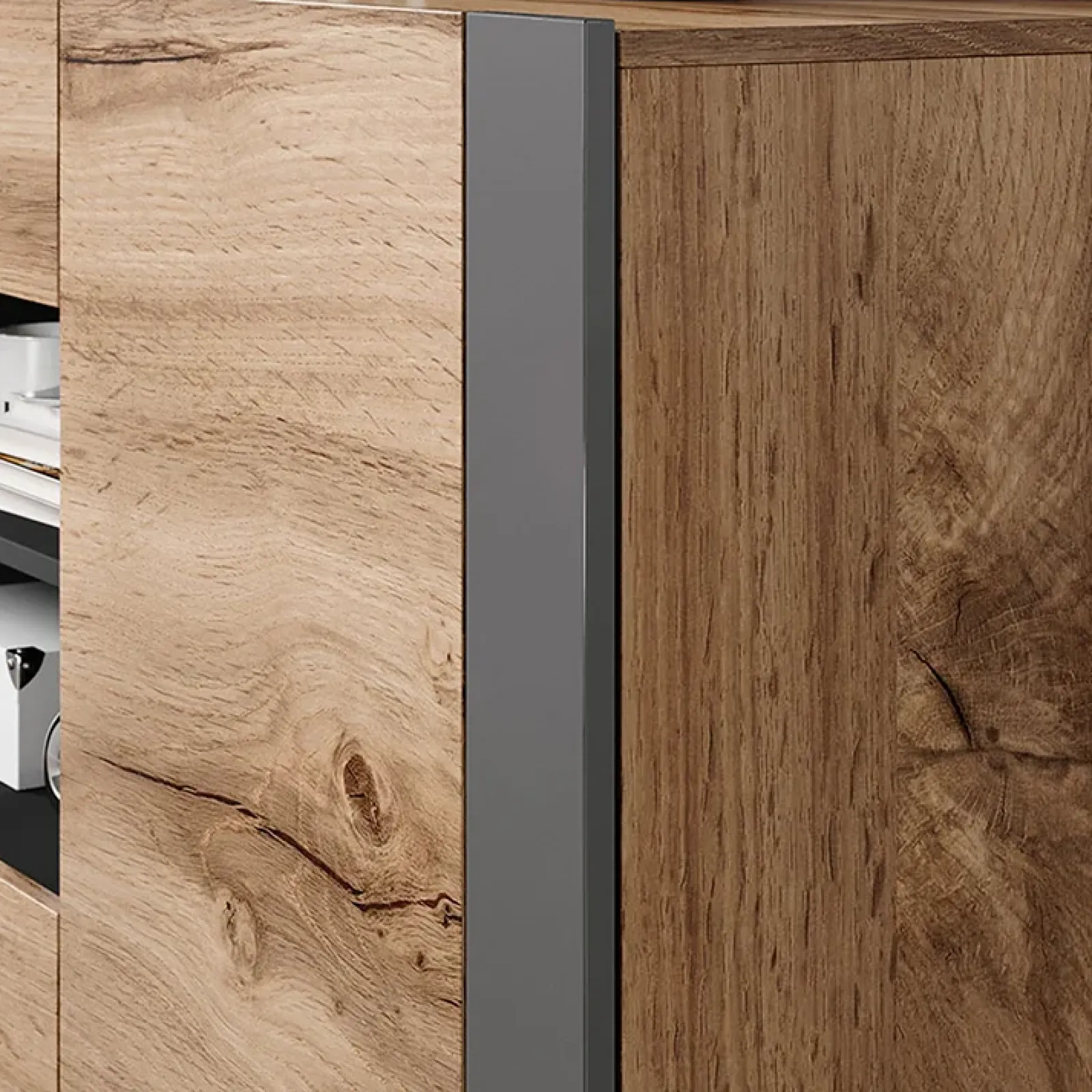 Garnero Arredamenti Madie Moderne|Madie Moderne-Madia 164x80h cm 2 ante moderna soggiorno rovere grigio Tampere