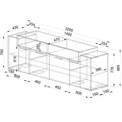 Garnero Arredamenti Credenze Moderne|Madie Moderne-Madia 200x87h cm 4 ante moderna bianco lucido quercia Shan
