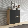 Garnero Arredamenti Credenze Moderne|Madie Moderne-Madia 121x126h cm 3 ante moderna nero opaco rovere Esmond