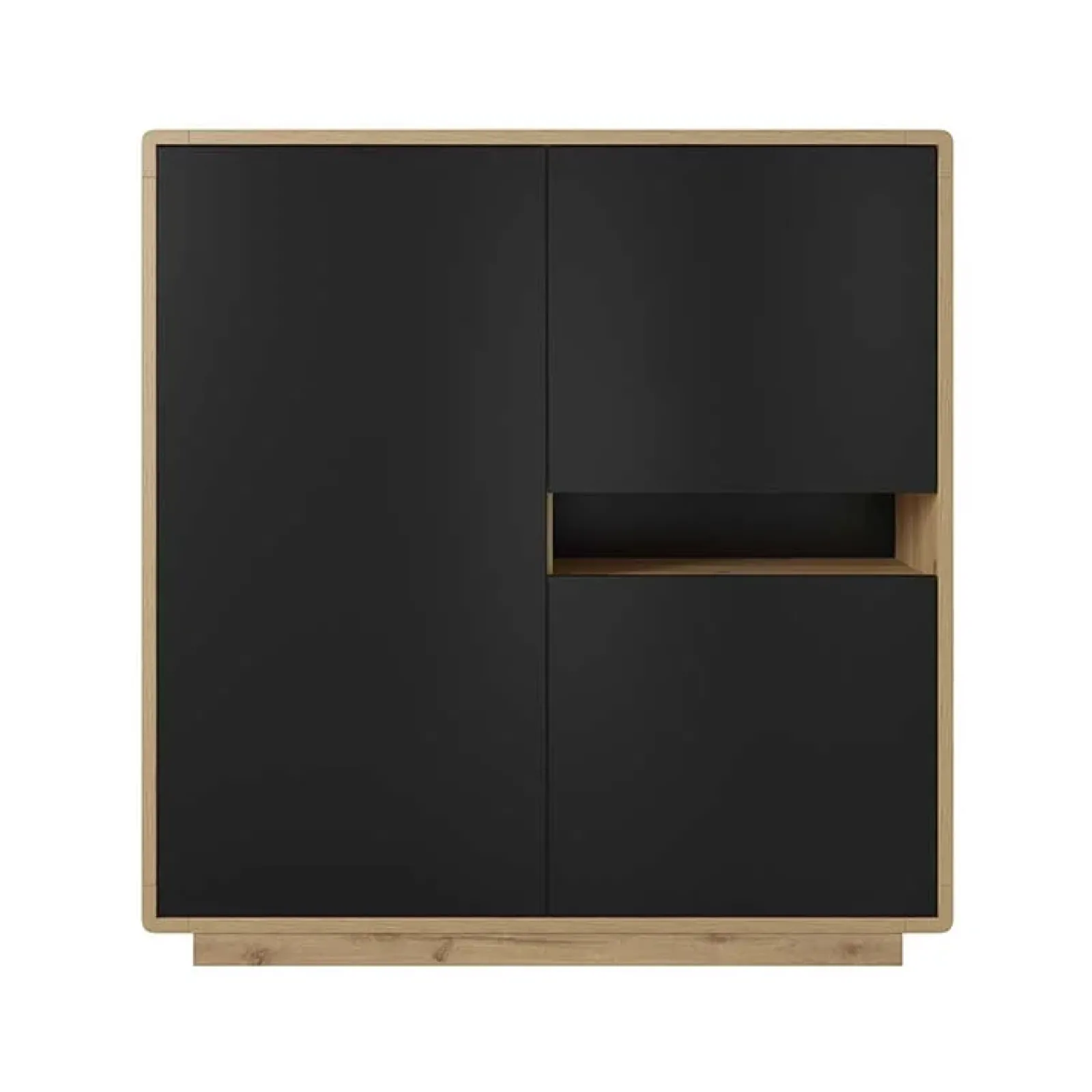 Garnero Arredamenti Credenze Moderne|Madie Moderne-Madia 121x126h cm 3 ante moderna nero opaco rovere Esmond