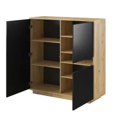 Garnero Arredamenti Credenze Moderne|Madie Moderne-Madia 121x126h cm 3 ante moderna nero opaco rovere Esmond