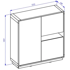 Garnero Arredamenti Credenze Moderne|Madie Moderne-Madia 121x126h cm 3 ante moderna nero opaco rovere Esmond