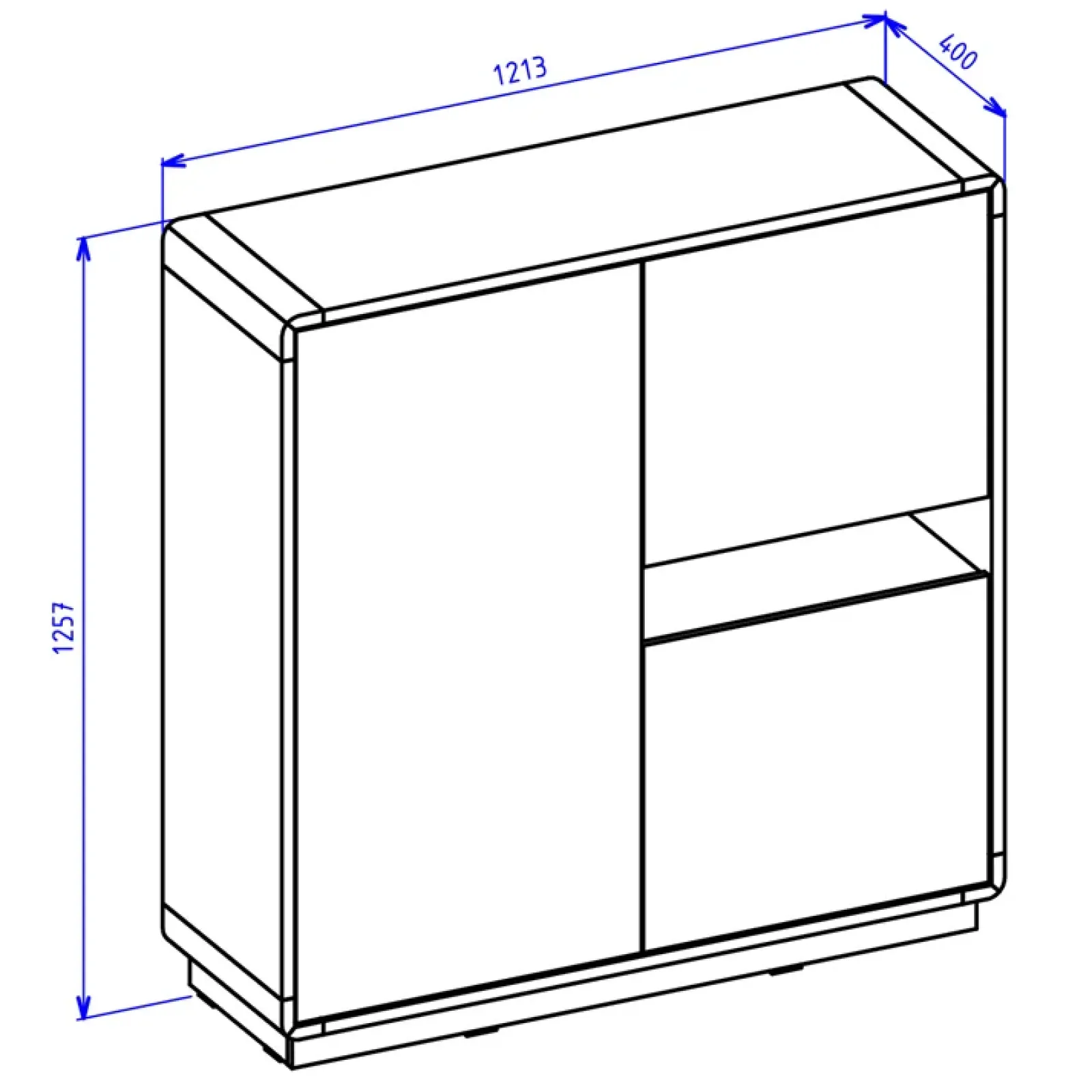 Garnero Arredamenti Credenze Moderne|Madie Moderne-Madia 121x126h cm 3 ante moderna nero opaco rovere Esmond