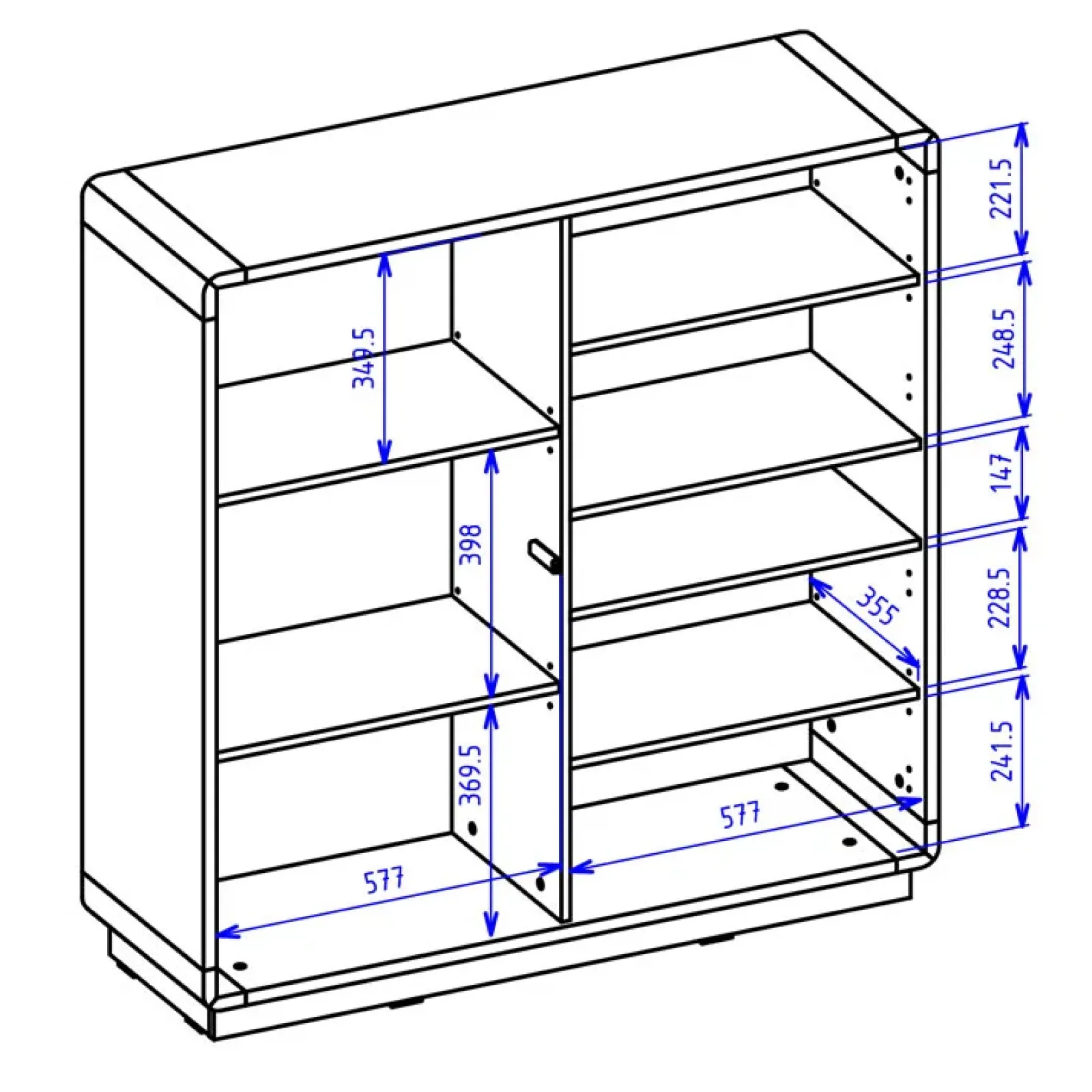 Garnero Arredamenti Credenze Moderne|Madie Moderne-Madia 121x126h cm 3 ante moderna nero opaco rovere Esmond