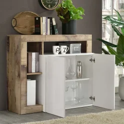 Garnero Arredamenti Credenze Moderne|Madie Moderne-Madia 108x93h cm 2 ante moderna bianco lucido pero Invictus Bianco Lucido - Rovere Rustico