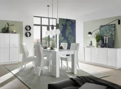 Garnero Arredamenti Credenze Moderne|Madie Moderne-Madia 180x79h cm 4 ante moderna soggiorno bianco lucido Spirit