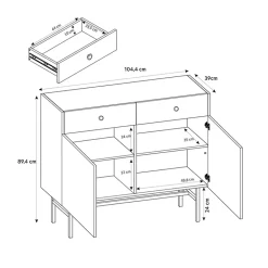 Garnero Arredamenti Credenze Moderne|Madie Moderne-Madia 105x90h cm 2 ante moderna nero Eterna Nero Opaco