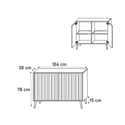 Garnero Arredamenti Credenze Moderne|Madie Moderne-Madia 104x78h cm 2 ante moderna rovere cannettato nero Celestia Rovere Rustico - Nero opaco