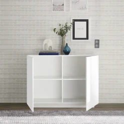 Garnero Arredamenti Credenze Moderne|Madie Moderne-Madia 120x90h cm 2 ante moderna  bianco laccato lucido Alvarez Bianco Lucido