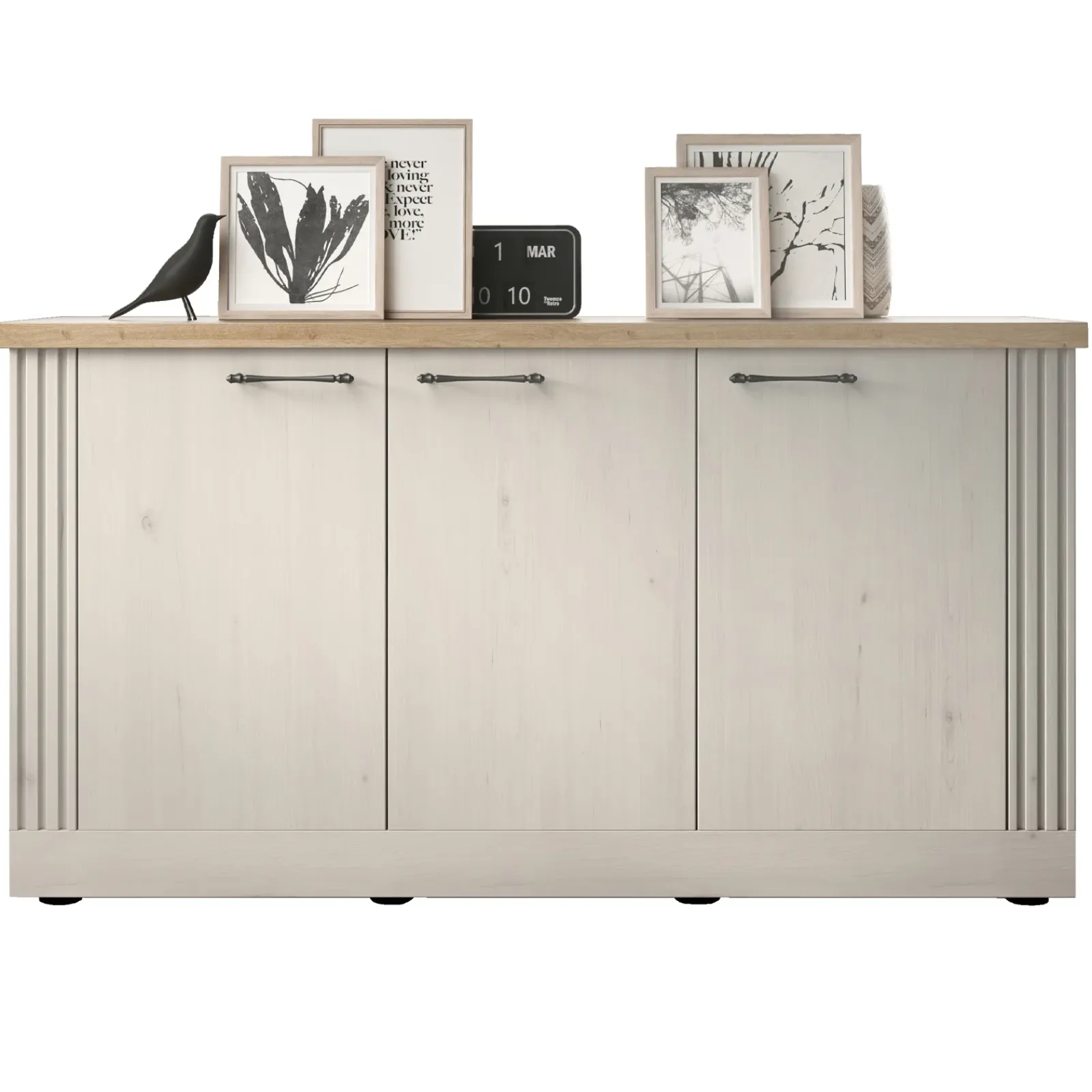 Garnero Arredamenti Madie Moderne|Madie Moderne-Madia 164x88h cm 3 ante moderna rovere bianco frassinato Doria