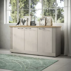 Garnero Arredamenti Madie Moderne|Madie Moderne-Madia 164x88h cm 3 ante moderna rovere bianco frassinato Doria