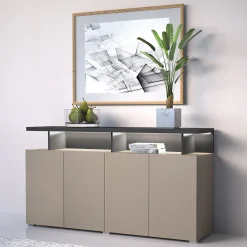 Garnero Arredamenti Credenze Moderne|Madie Moderne-Madia 153x84h cm 4 ante moderna beige grigio Matt