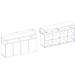 Garnero Arredamenti Credenze Moderne|Madie Moderne-Madia 153x84h cm 4 ante moderna beige grigio Matt