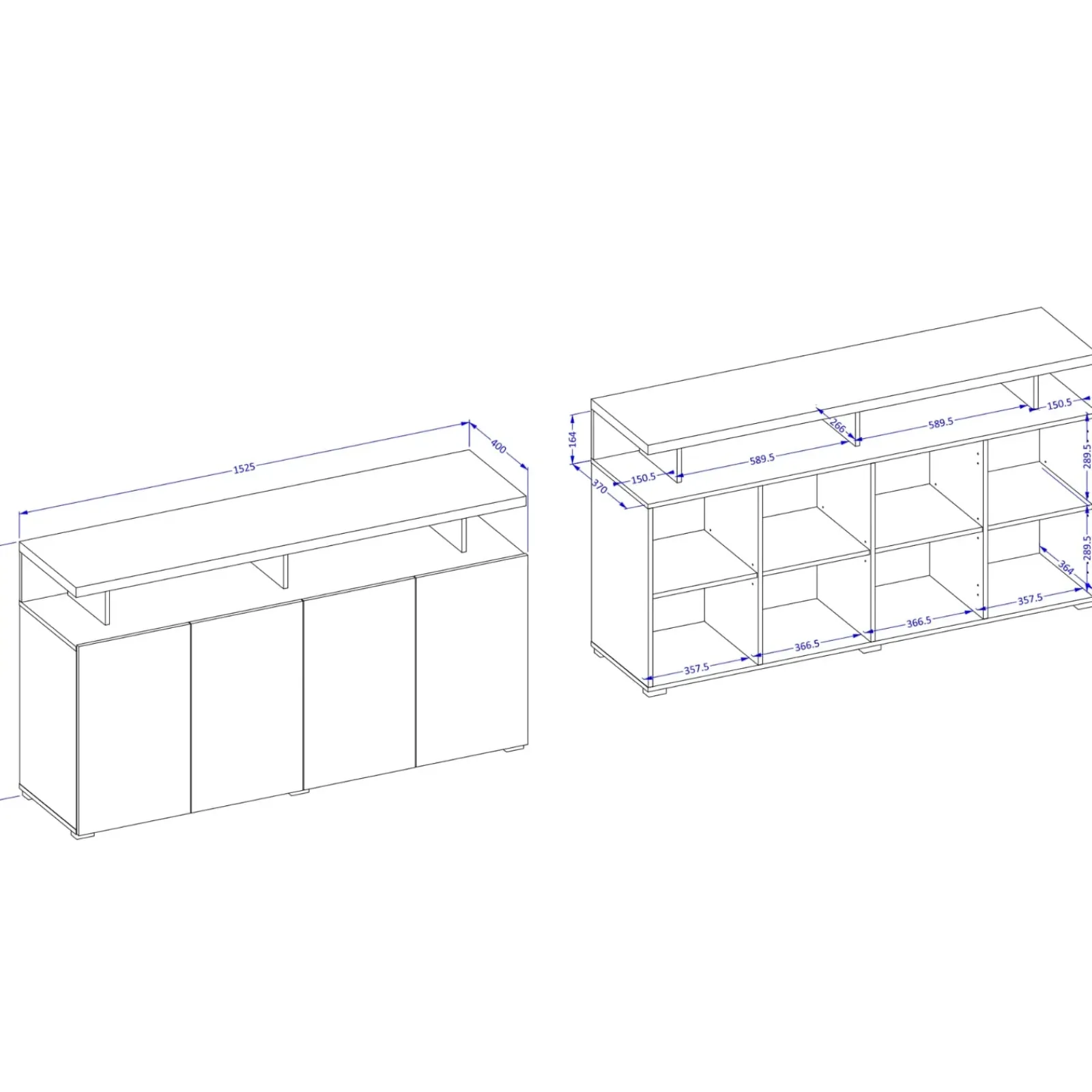 Garnero Arredamenti Credenze Moderne|Madie Moderne-Madia 153x84h cm 4 ante moderna beige grigio Matt