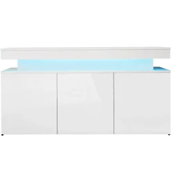 Garnero Arredamenti Credenze Moderne|Madie Moderne-Madia 160x83h cm 3 ante moderna  con led bianco Lumus Bianco Lucido