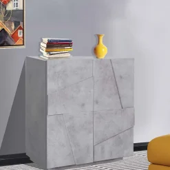 Garnero Arredamenti Credenze Moderne|Madie Moderne-Madia 81x86h cm 2 ante moderna decorate Zenzero Gihome® Cemento