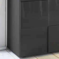 Garnero Arredamenti Credenze Moderne|Madie Moderne-Madia 181x84h cm 3 ante moderna grigio lucido Obsession Antracite