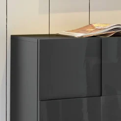 Garnero Arredamenti Credenze Moderne|Madie Moderne-Madia 181x84h cm 3 ante moderna grigio lucido Obsession Antracite