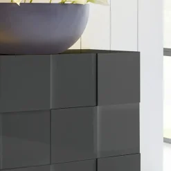 Garnero Arredamenti Credenze Moderne|Madie Moderne-Madia 181x84h cm 3 ante moderna grigio lucido Obsession Antracite