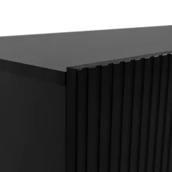 Garnero Arredamenti Credenze Moderne-Madia 151x83h cm 3 ante moderna industrial cannettato nero Essence Nero Opaco