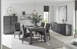 Garnero Arredamenti Credenze Moderne|Madie Moderne-Madia 180x79h cm 4 ante moderna effetto Viking Marmo Nero