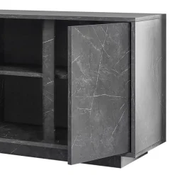 Garnero Arredamenti Credenze Moderne|Madie Moderne-Madia 180x79h cm 4 ante moderna effetto Viking Marmo Nero