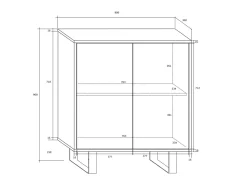 Garnero Arredamenti Credenze Moderne|Madie Moderne-Madia 80x90h cm 2 ante moderna nero opaco e lucido Kelli Gihome® Nero Lucido