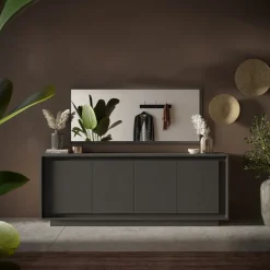 Garnero Arredamenti Credenze Moderne|Madie Moderne-Madia 207x80h cm 4 ante moderna Deluxe Antracite