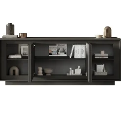 Garnero Arredamenti Credenze Moderne|Madie Moderne-Madia 207x80h cm 4 ante moderna Deluxe Antracite