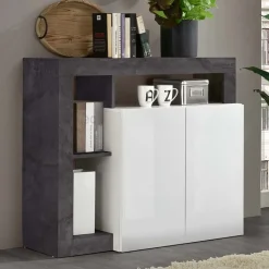 Garnero Arredamenti Credenze Moderne|Madie Moderne-Madia 108x93h cm 2 ante moderna bianco lucido ossido Invictus Bianco Lucido - Ossido