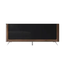 Garnero Arredamenti Madie Moderne|Madie Moderne-Madia 200x81h cm 3 ante moderna noce nero lucido Jumbo Nero Lucido - Noce