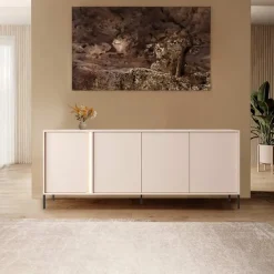 Garnero Arredamenti Credenze Moderne-Madia 203x82h cm 4 ante moderna beige Melly