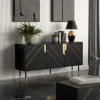 Garnero Arredamenti Credenze Moderne|Madie Moderne-Madia 154x72h cm 3 ante moderna nero oro Golden