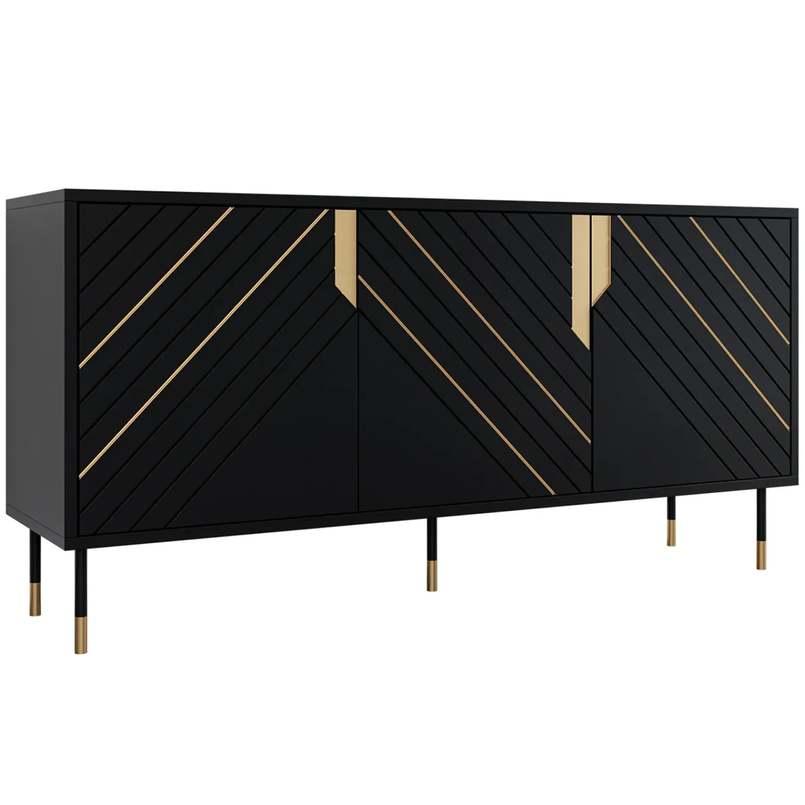 Garnero Arredamenti Credenze Moderne|Madie Moderne-Madia 154x72h cm 3 ante moderna nero oro Golden