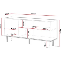 Garnero Arredamenti Credenze Moderne|Madie Moderne-Madia 154x72h cm 3 ante moderna nero oro Golden