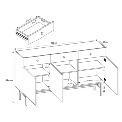 Garnero Arredamenti Credenze Moderne|Madie Moderne-Madia 155x90h cm 3 ante moderna Eterna Beige