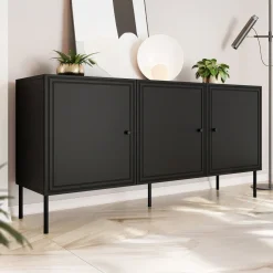 Garnero Arredamenti Credenze Moderne|Madie Moderne-Madia 151x75h cm 3 ante Stark Nero Opaco