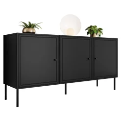 Garnero Arredamenti Credenze Moderne|Madie Moderne-Madia 151x75h cm 3 ante Stark Nero Opaco
