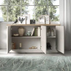Garnero Arredamenti Madie Moderne|Madie Moderne-Madia 164x88h cm 3 ante rovere bianco frassinato Armonia