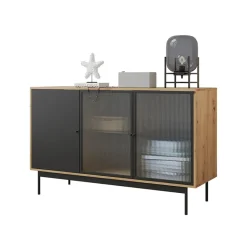 Garnero Arredamenti Madie Moderne|Madie Moderne-Madia 148x90h cm 3 ante rovere nero Herning