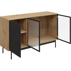 Garnero Arredamenti Madie Moderne|Madie Moderne-Madia 148x90h cm 3 ante rovere nero Herning