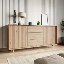 Garnero Arredamenti Credenze Moderne|Madie Moderne-Madia 180x84h cm 2 ante rustica design cannettato rovere Branch