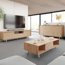 Garnero Arredamenti Credenze Moderne|Madie Moderne-Madia 180x84h cm 2 ante rustica design cannettato rovere Branch