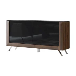 Garnero Arredamenti Madie Moderne|Madie Moderne-Madia 160x81h cm 2 ante soggiorno noce nero lucido Jumbo Nero Lucido - Noce