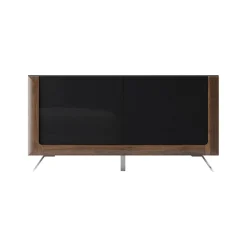 Garnero Arredamenti Madie Moderne|Madie Moderne-Madia 160x81h cm 2 ante soggiorno noce nero lucido Jumbo Nero Lucido - Noce