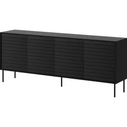Garnero Arredamenti Credenze Moderne|Madie Moderne-Madia 200x81h cm 4 ante soggiorno nero Wild Nero Opaco