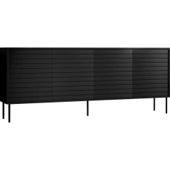 Garnero Arredamenti Credenze Moderne|Madie Moderne-Madia 200x81h cm 4 ante soggiorno nero Wild Nero Opaco
