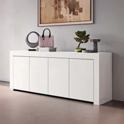 Garnero Arredamenti Credenze Moderne|Madie Moderne-Madia 210x81h cm 4 ante soggiorno moderna Halston Bianco Opaco