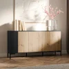 Garnero Arredamenti Credenze Moderne|Madie Moderne-Madia 151x74h cm 3 ante soggiorno rovere nero Duble